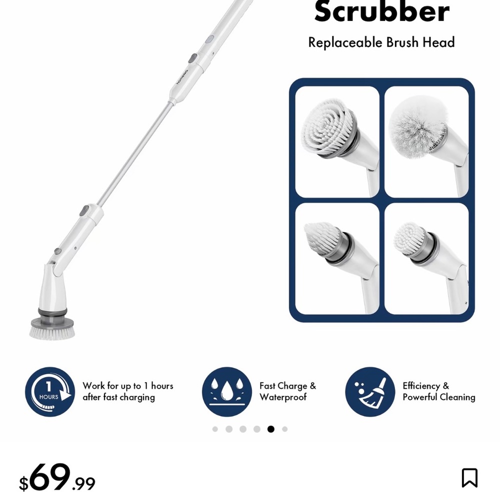 Electric Scrubber with Replaceable Brush Head
